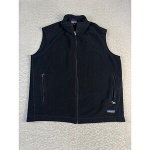 Patagonia Vest Mens XL Black Synchilla Fleece Full Zip Outdoor Pockets